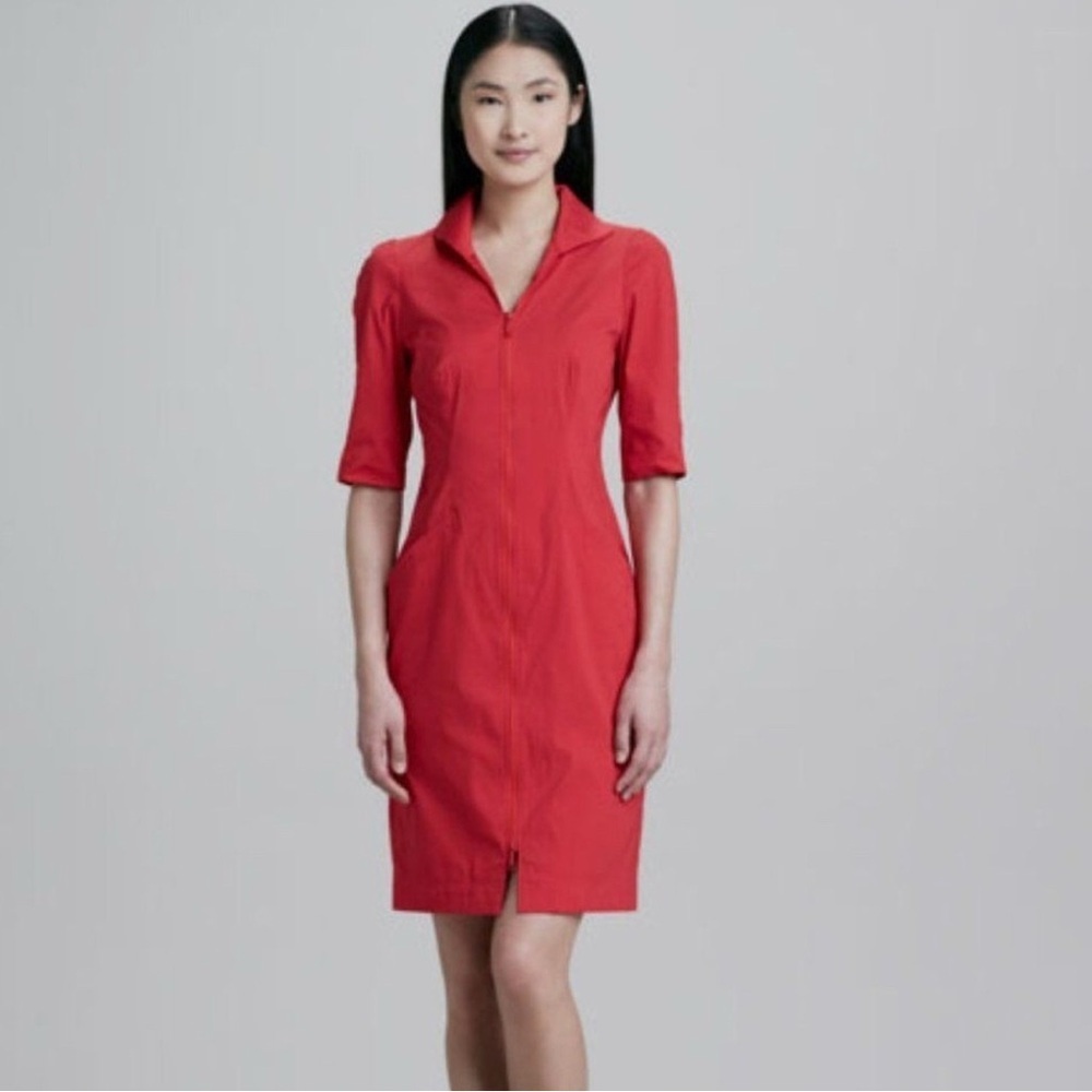 Lafayette New York 148 Larissa Zip Sheath Dress in Red Size 2